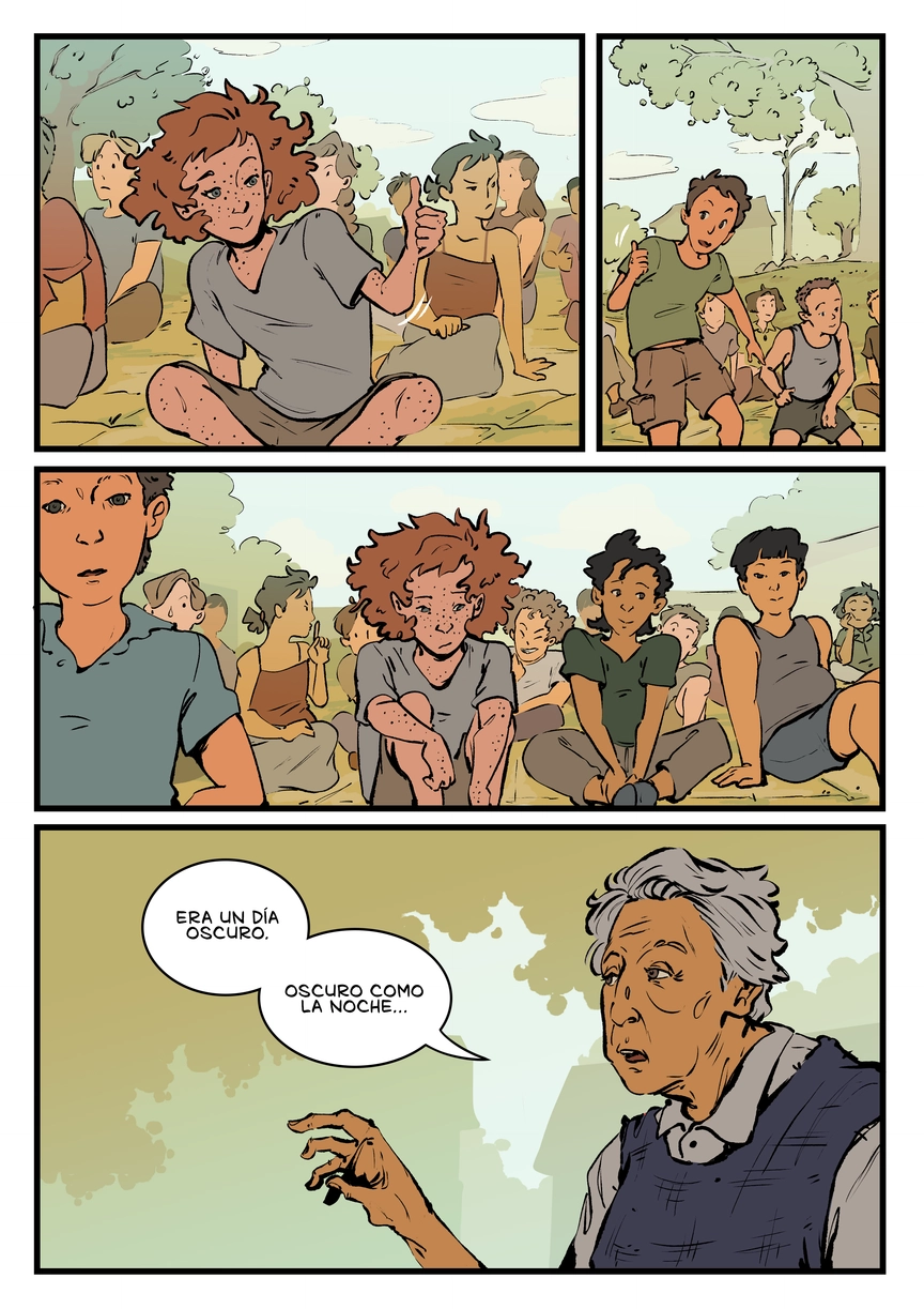 Pagina del cómic. La transcripción completa del contenido se encuentra debajo.