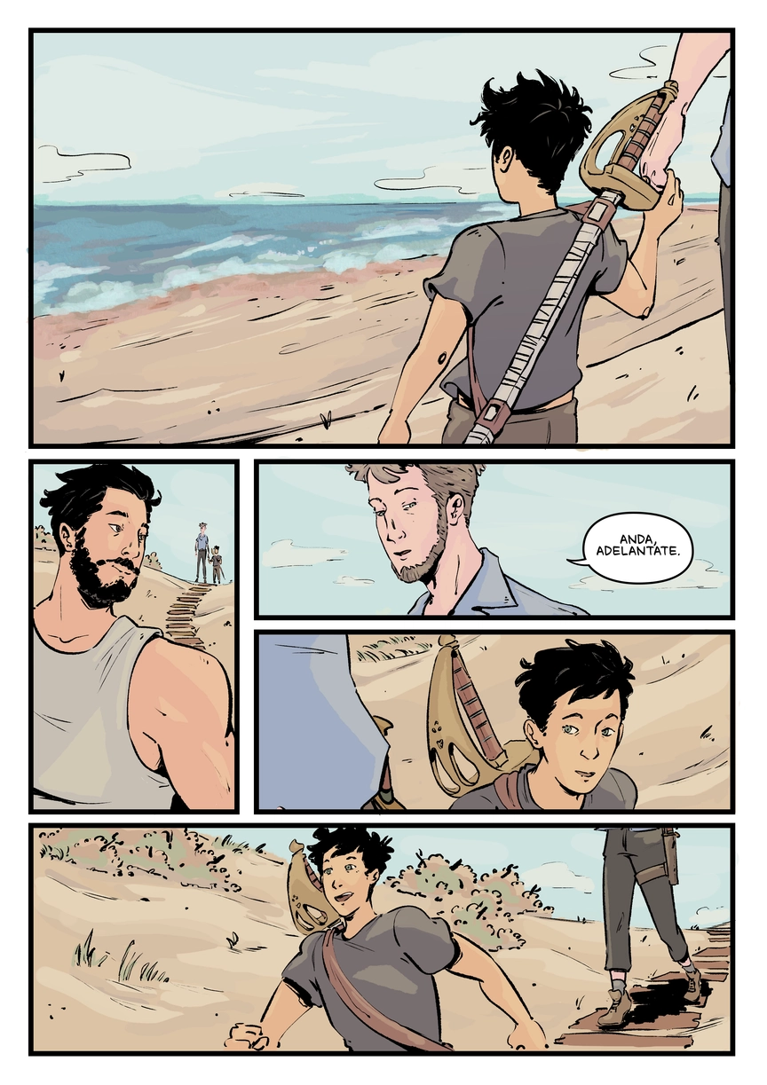 Pagina del cómic. La transcripción completa del contenido se encuentra debajo.